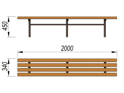 Двухметровая лавочка без спинки 2 м МАФ 1602 в Брянске