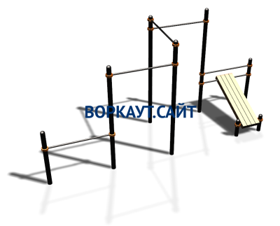Воркаут комплекс разноуровневых турников со скамьей для пресса ВС-37 в Брянске