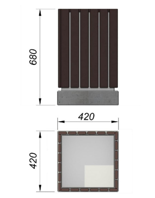 Урна деревянная квадратная с бетонным основанием МАФ 1633 в Брянске
