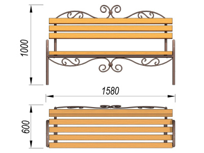 Лавочка кованная МАФ 1606 в Брянске