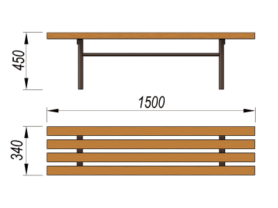 Лавочка без спинки МАФ 1601 в Брянске
