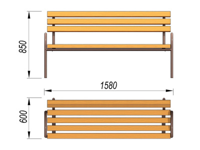 Парковая лавочка со спинкой МАФ 1605 в Брянске